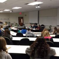 Students attending a Health Panel Q&A for Hispanic/Latino Healthcare issues